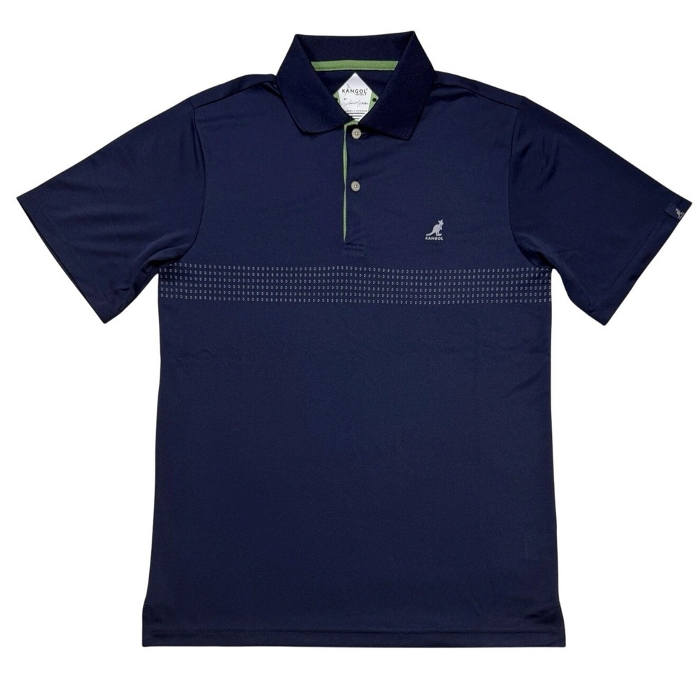 Kangol Golf Mens S Navy Blue Stripe Performance Polo Shirt K1551PJ UV Protection